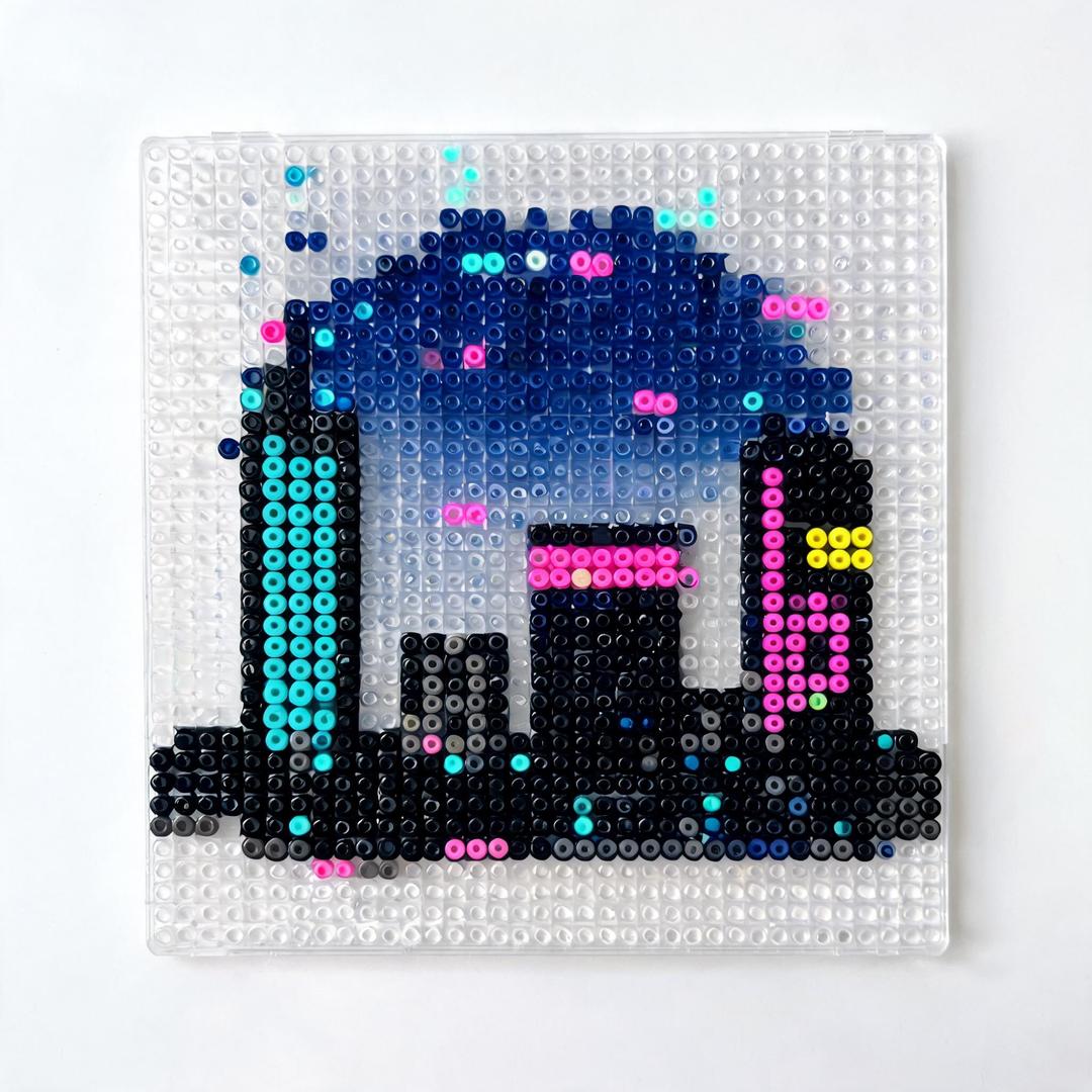 AI fuse bead effect of Cyberpunk city
