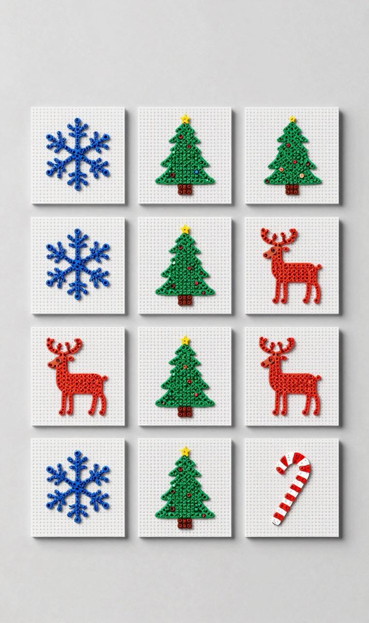 Christmas bead patterns: snowflake, tree, reindeer
