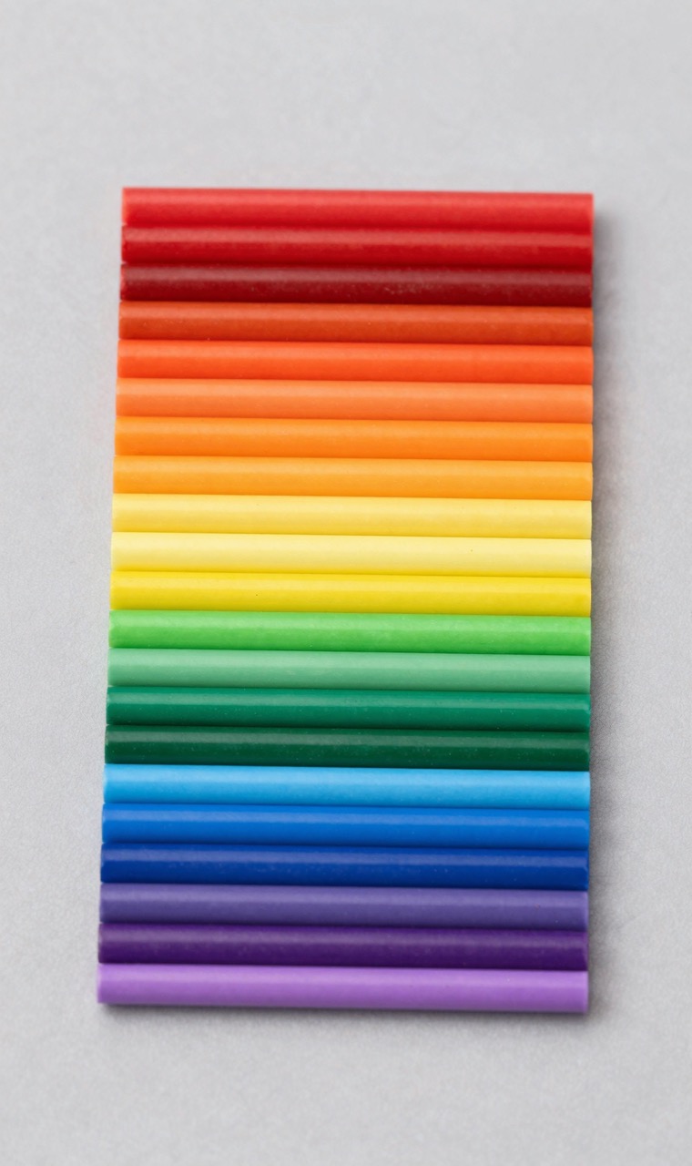 Fuse beads arranged in a rainbow color gradient spectrum