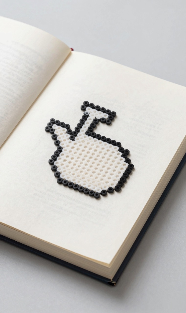 A fused fuse bead piece cooling flat under a heavy book