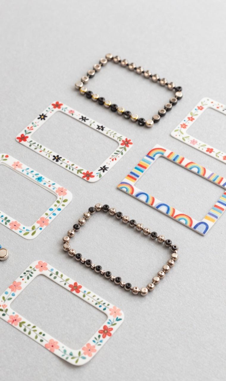 Frame border samples in floral, rainbow, geometric themes