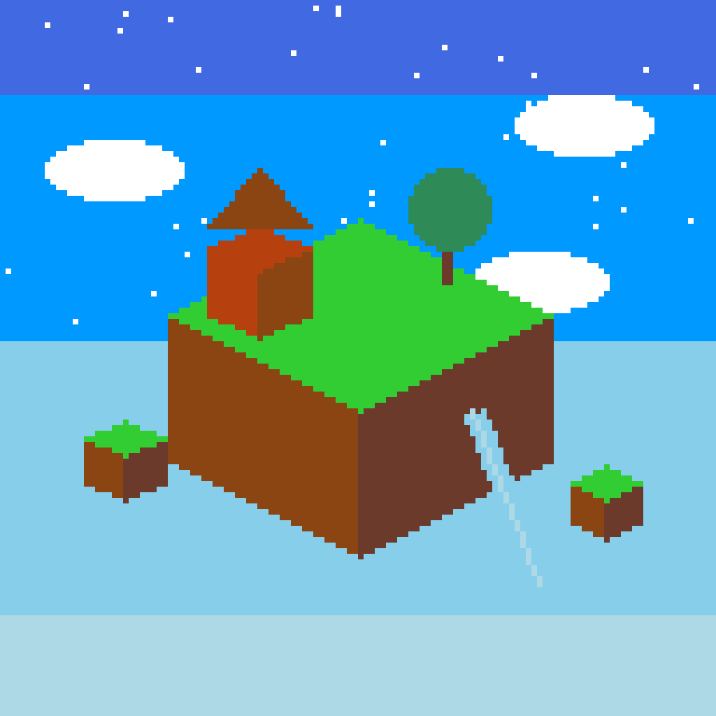 Isometric Floating Island — 3D Patterns perler bead pattern (128×128)