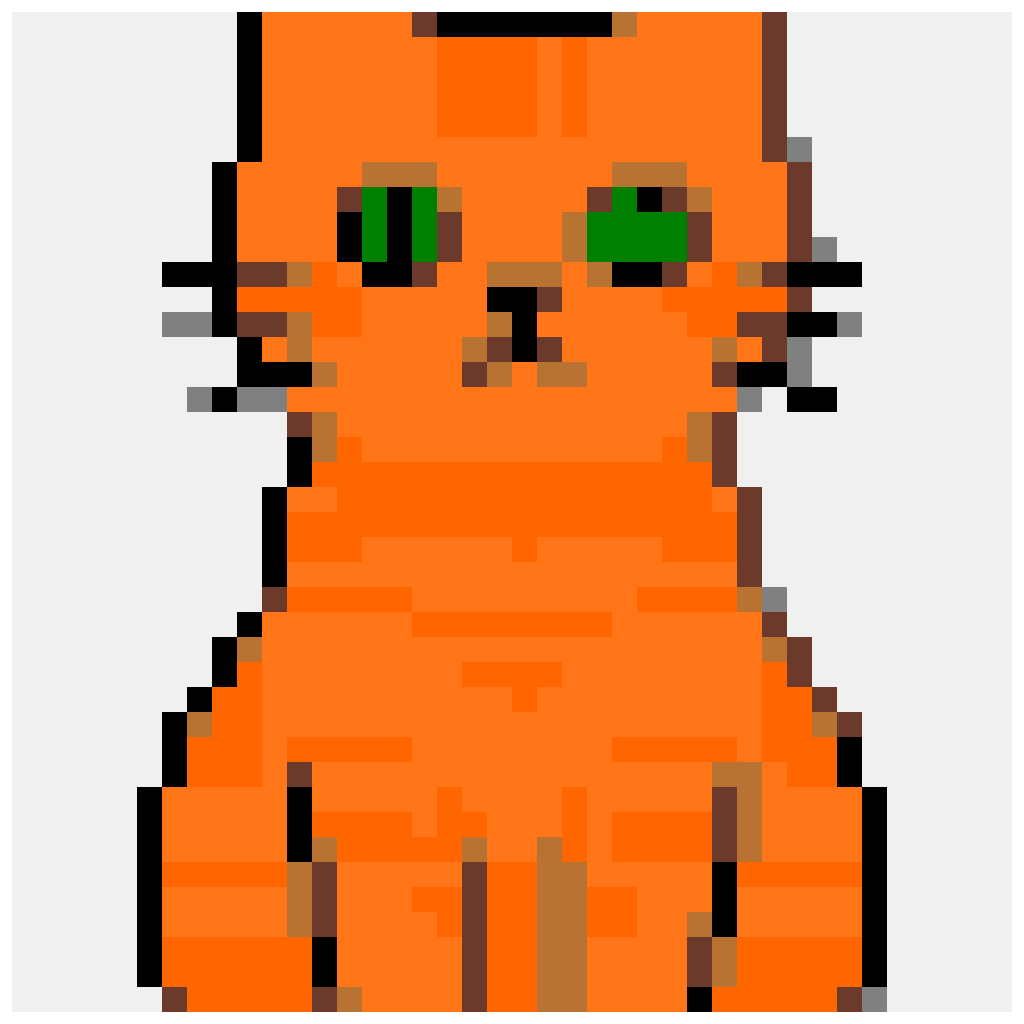 座った猫 — 動物 ビーズ図案(40×40)