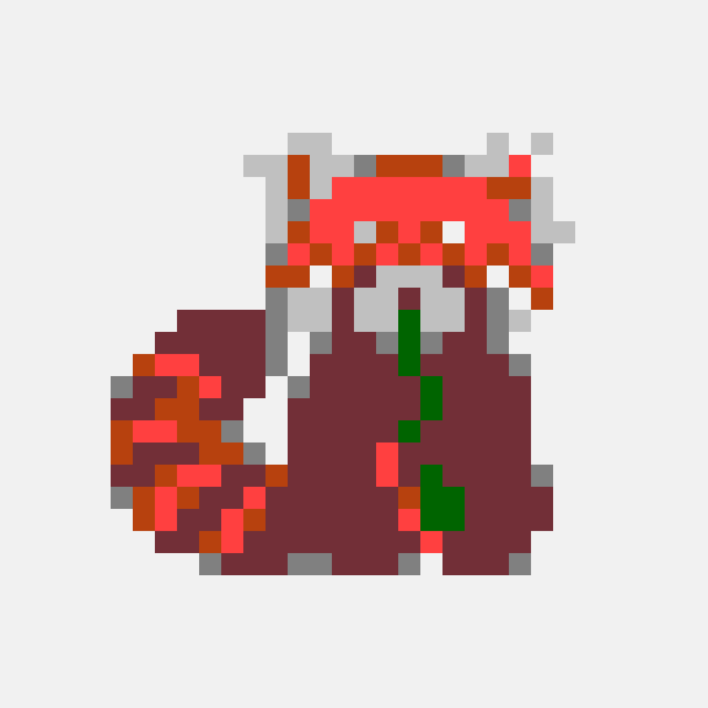 Red Panda Animals perler bead pattern 32×32