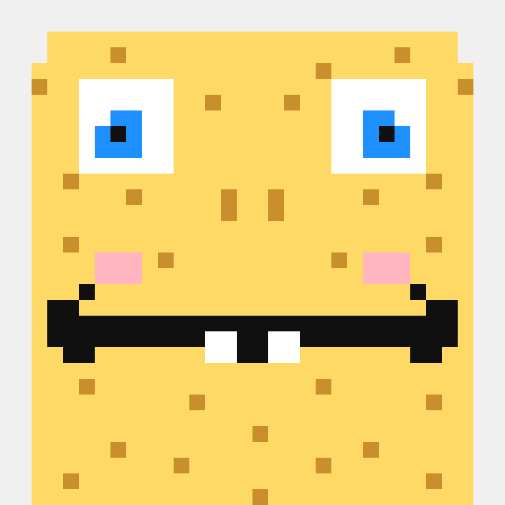 SpongeBob Face — Anime & Manga perler bead pattern (32×32)