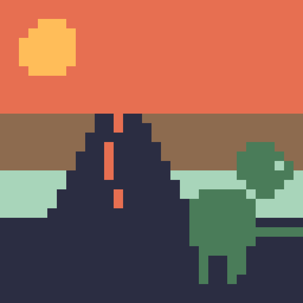 Stegosaurus Sunset Walk Dinosaur perler bead pattern 128×128