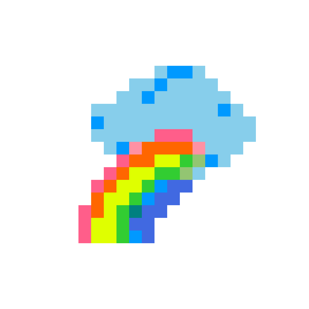 Rainbow & Cloud — Easy Patterns perler bead pattern (24×24)