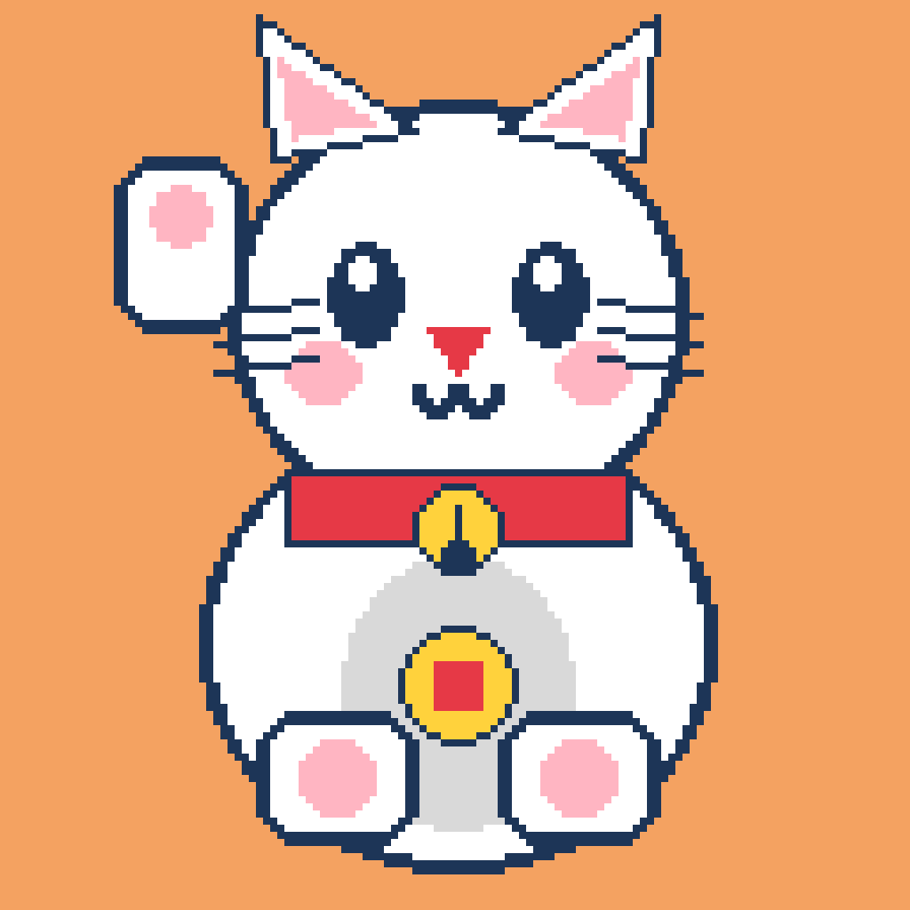 招财猫 —— 简单图纸 拼豆图纸(128×128)