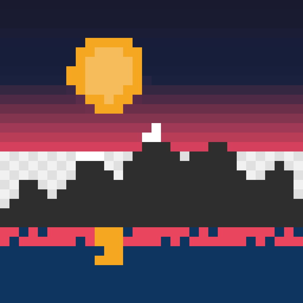 Sunset Mountain Silhouette Easy Patterns perler bead pattern 128×128