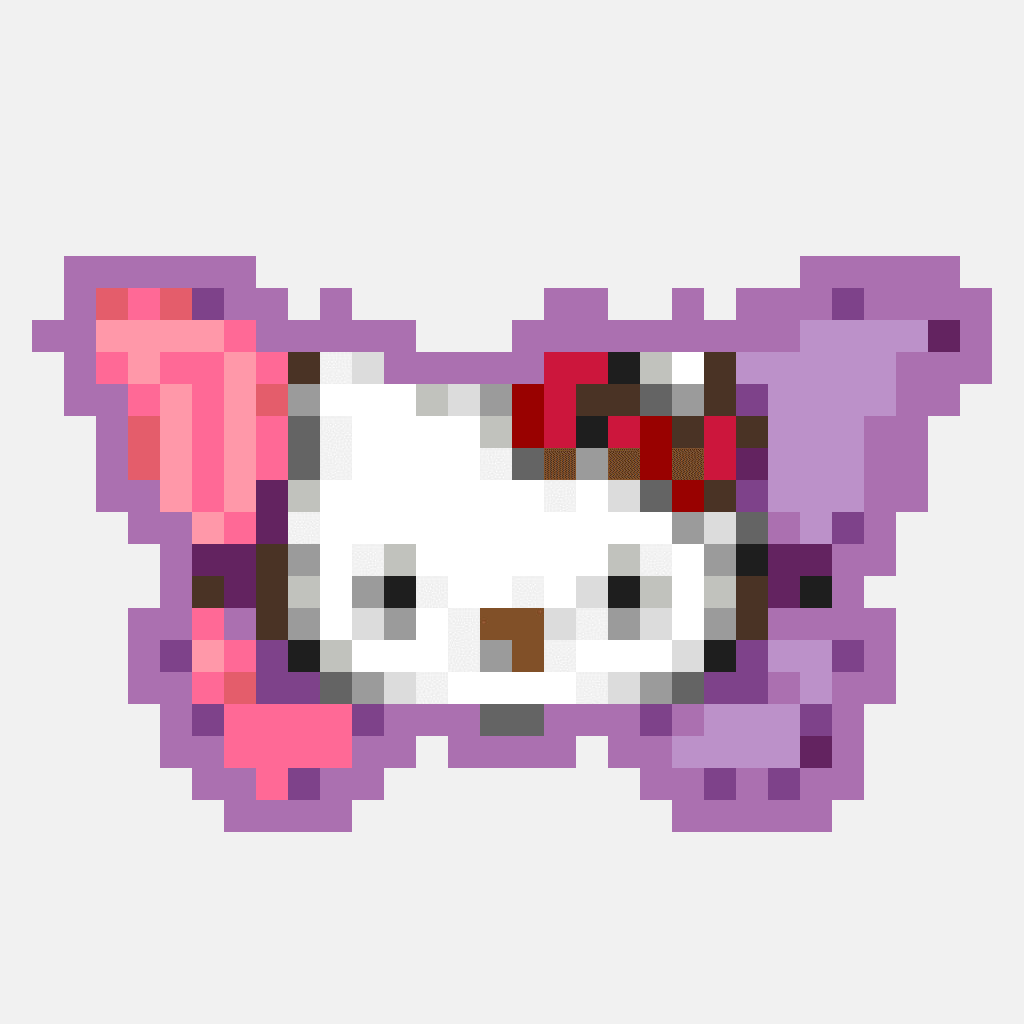 Hello Kitty 蝴蝶 —— Hello Kitty 拼豆圖紙(32×32)