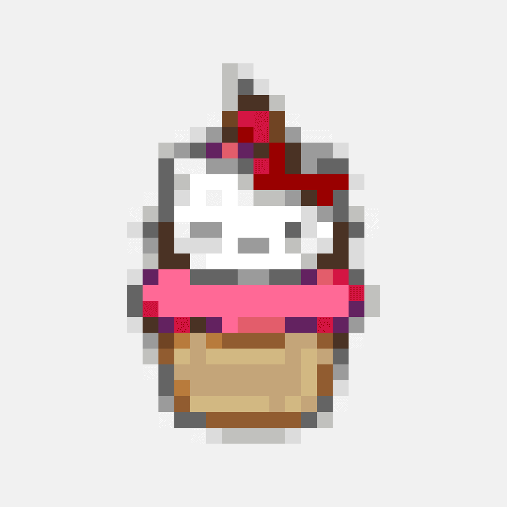 Hello Kitty 紙杯蛋糕 —— Hello Kitty 拼豆圖紙(32×32)