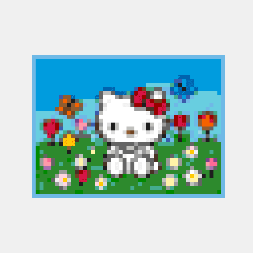 Hello Kitty Garden — Hello Kitty perler bead pattern (64×64)