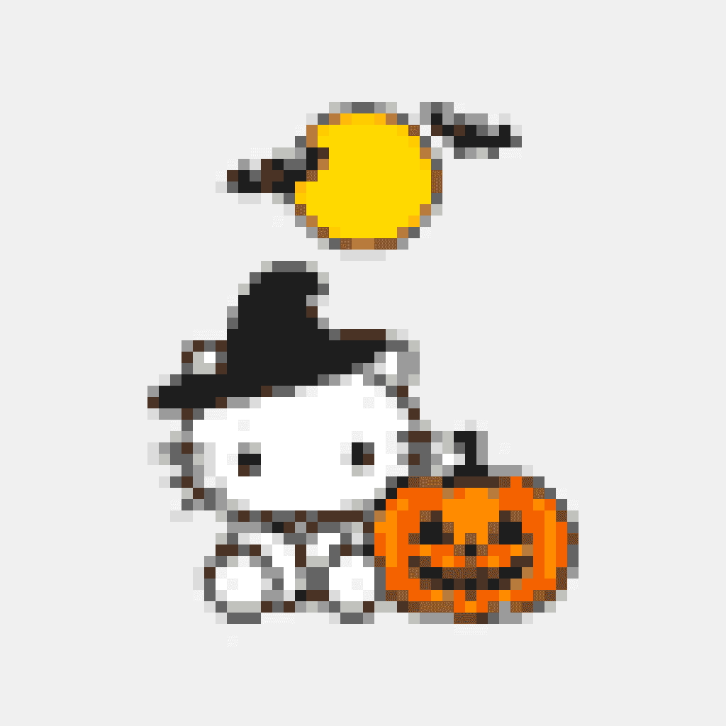 Hello Kitty Halloween — Hello Kitty perler bead pattern (64×64)