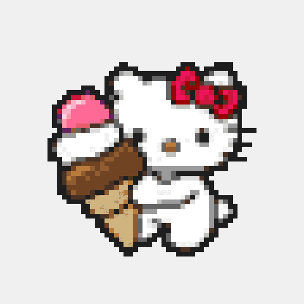 Hello Kitty Ice Cream — Hello Kitty perler bead pattern (64×64)