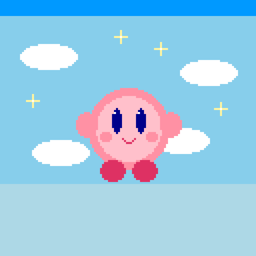 Dreamland Cloud Garden — Kirby perler bead pattern (128×128)