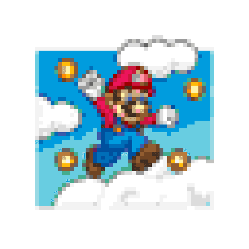 マリオ雲の上ガーデン — スーパーマリオ ビーズ図案(64×64)