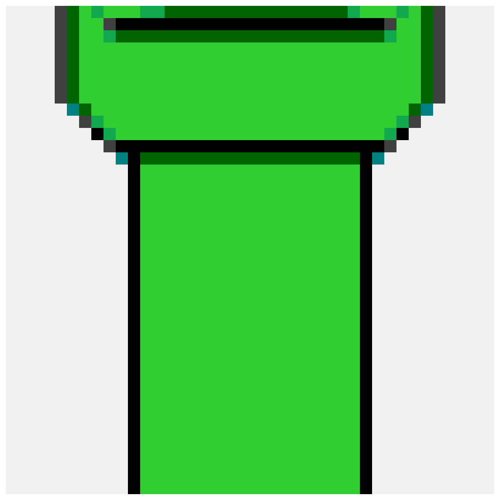 Warp Pipe — Super Mario perler bead pattern (40×40)
