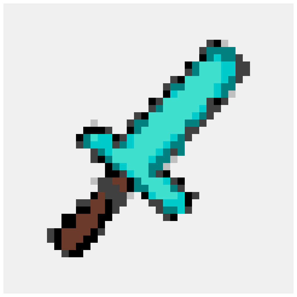 Diamond Sword Minecraft perler bead pattern 40×40