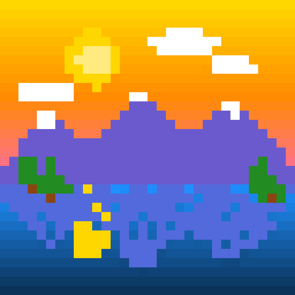 Mountain Lake Sunset Nature & Outdoors perler bead pattern 128×128