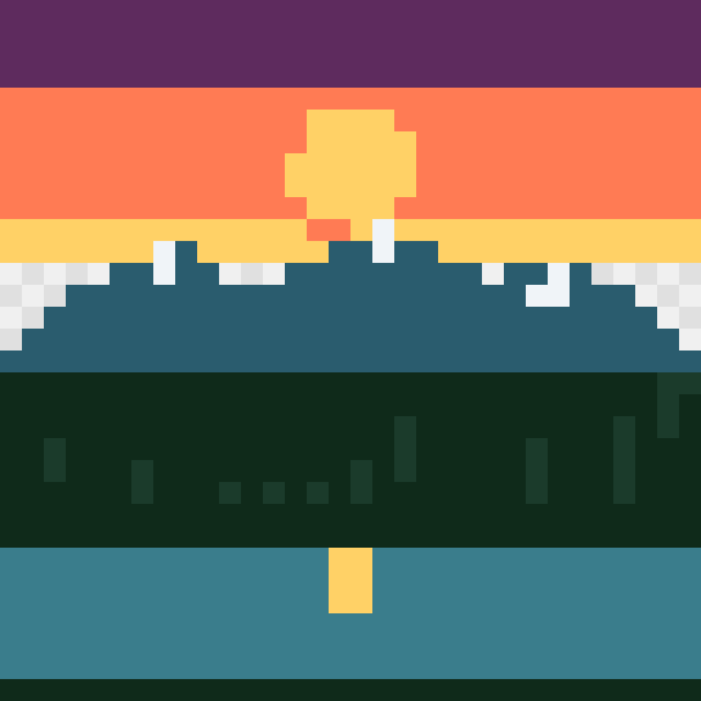 Mountain Sunrise Forest Nature & Outdoors perler bead pattern 128×128