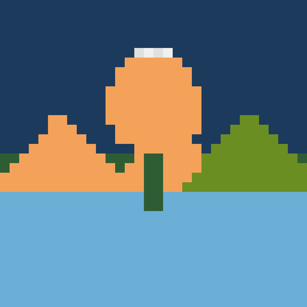 Mountain Lake Panorama Nature & Outdoors perler bead pattern 128×128