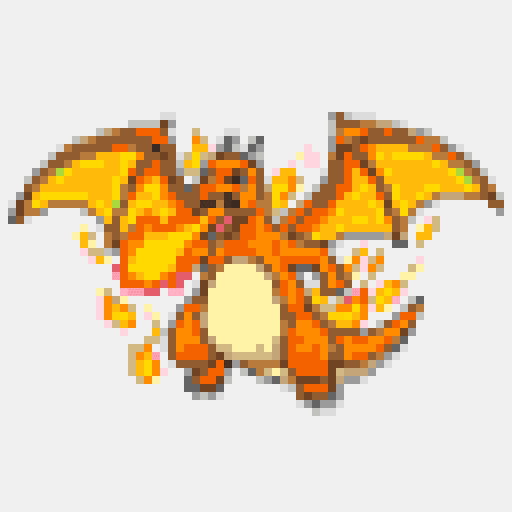 Charizard Flame — Pokémon perler bead pattern (64×64)