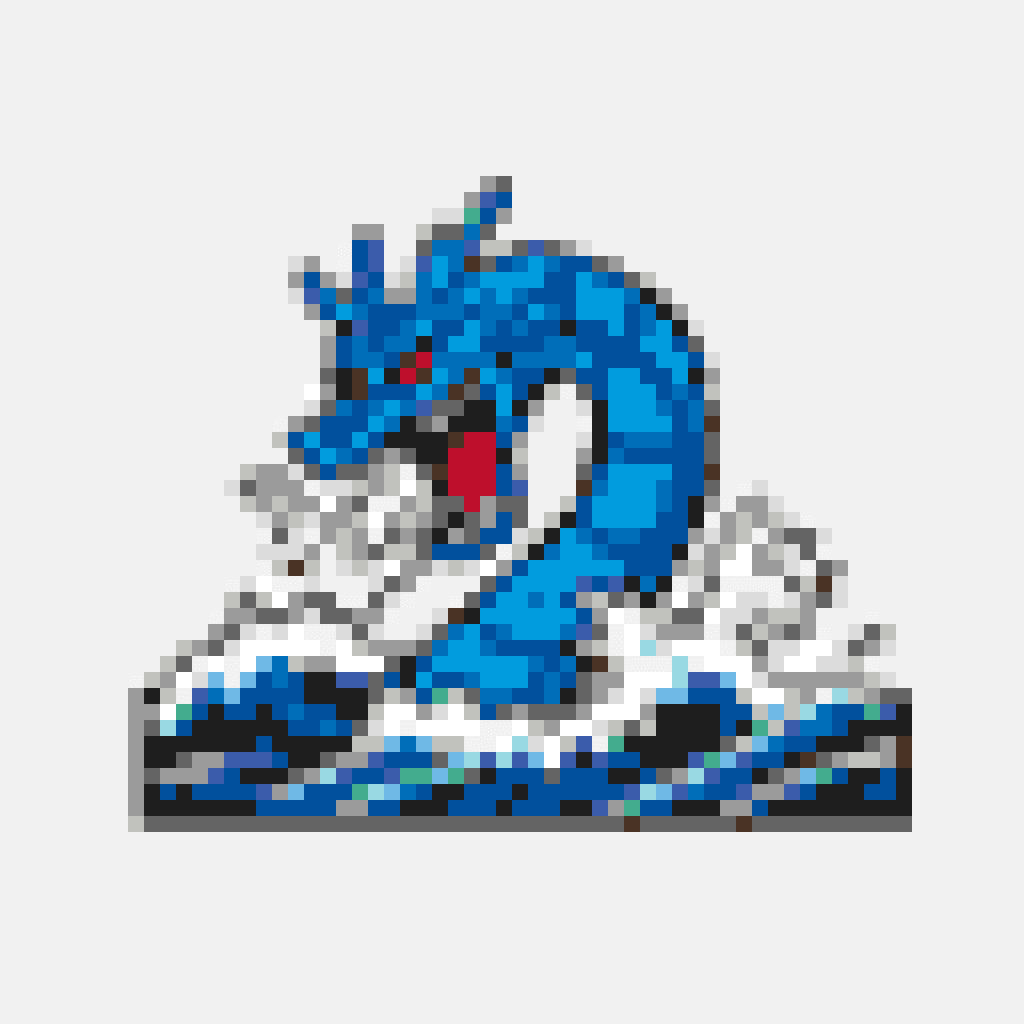 Gyarados Wave — Pokémon perler bead pattern (64×64)