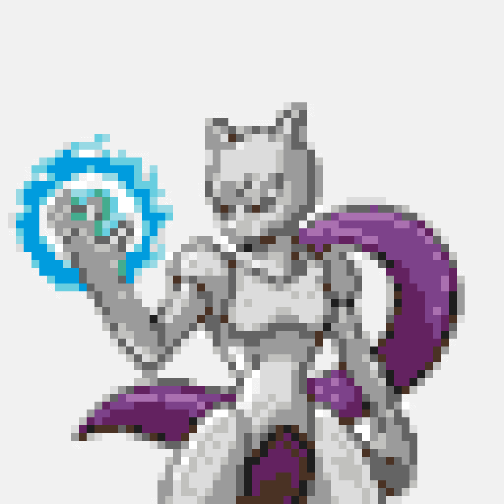 Mewtwo Psychic — Pokémon perler bead pattern (64×64)