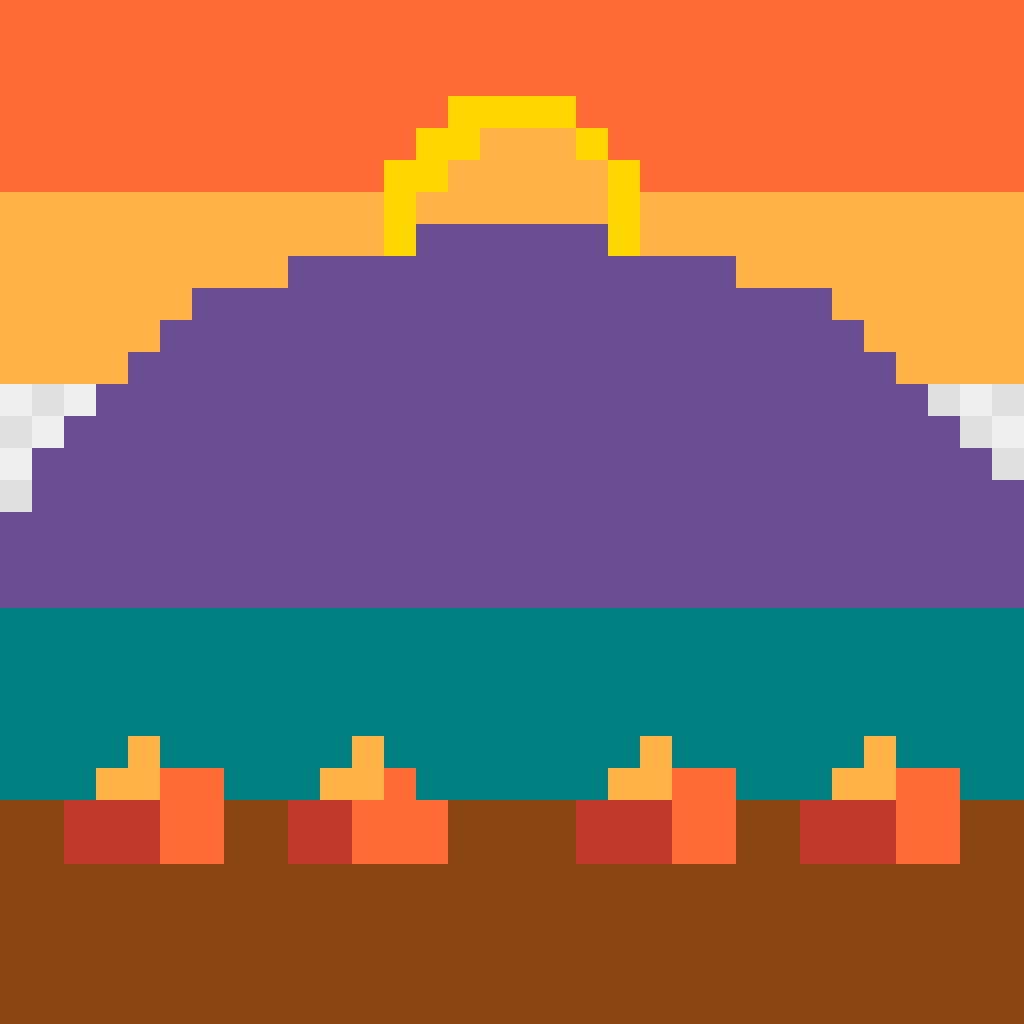 Autumn Mountain Sunset Seasonal perler bead pattern 128×128