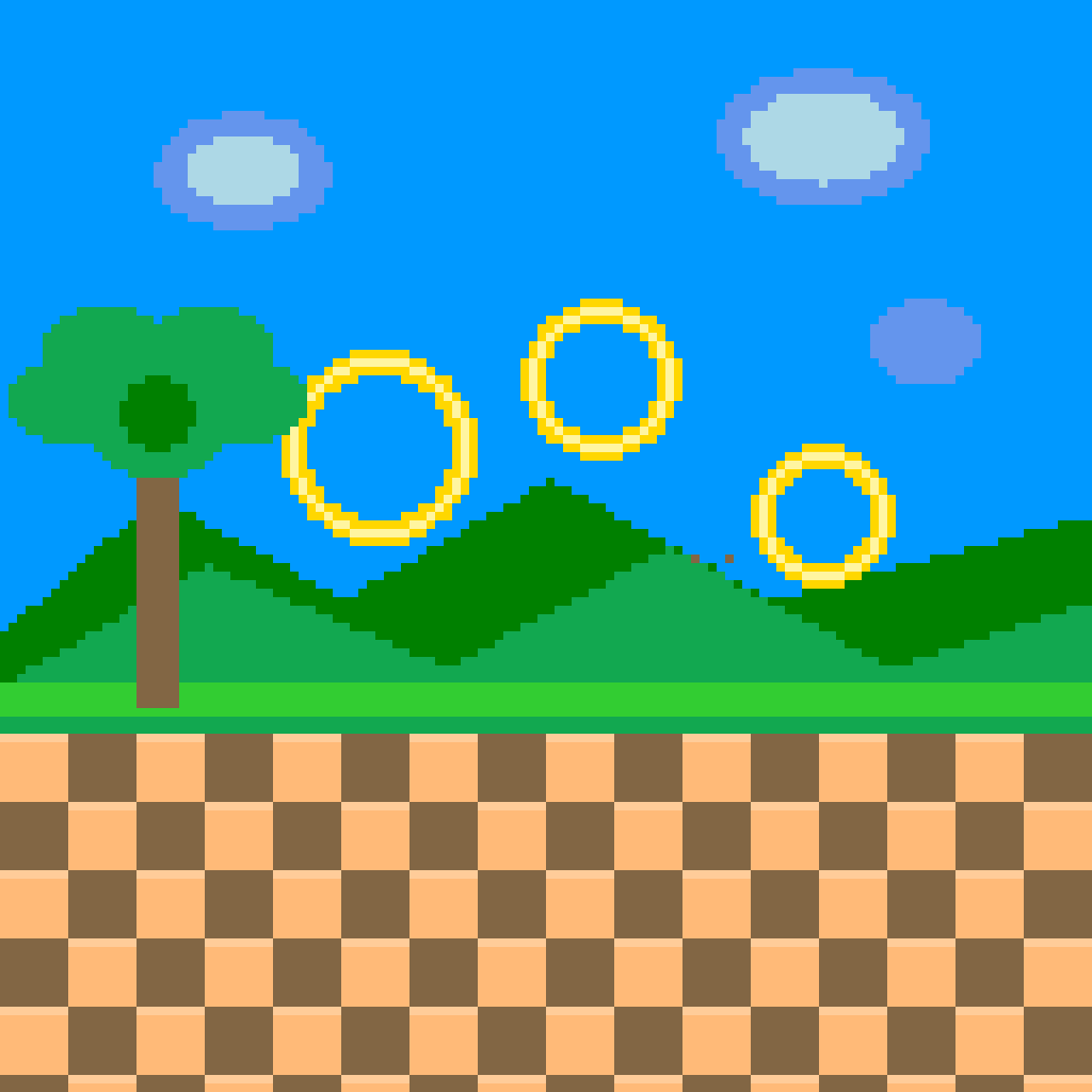 綠丘區全景 —— 音速小子 拼豆圖紙(128×128)