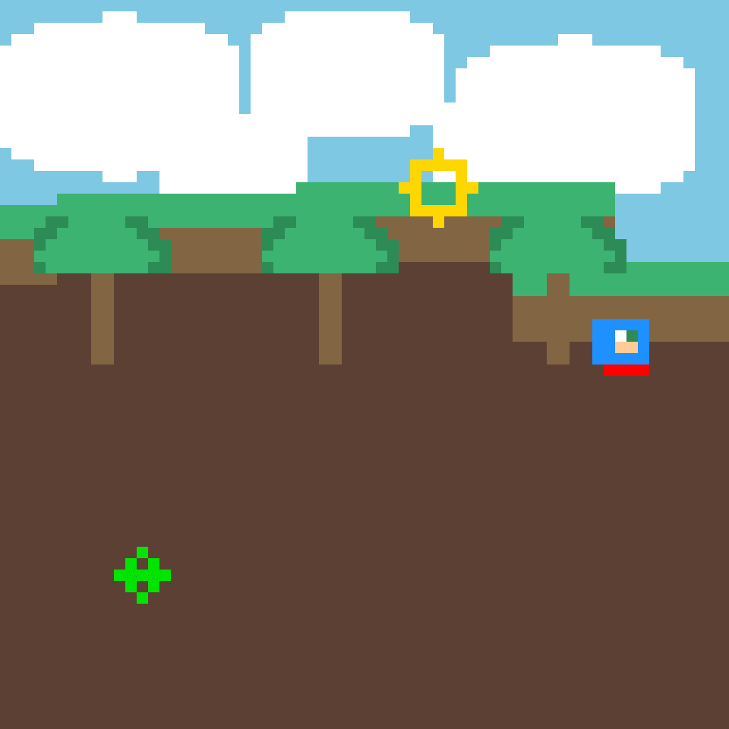 Green Hill Zone Scene — Sonic perler bead pattern (64×64)