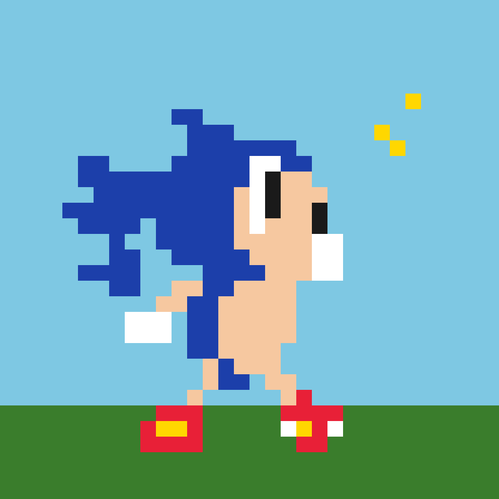 Sonic The Hedgehog Running Sonic perler bead pattern 128×128