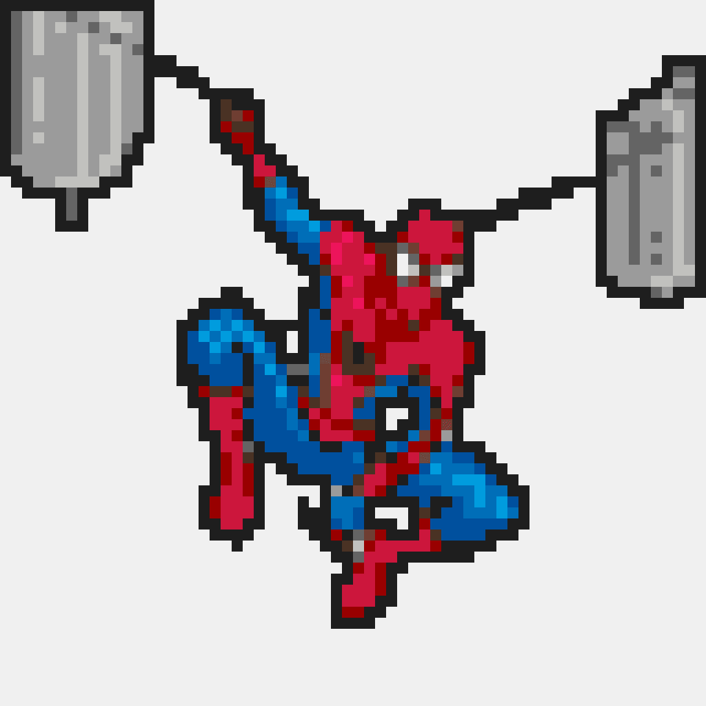 Spider-Man Web Swing — Spider-Man perler bead pattern (64×64)