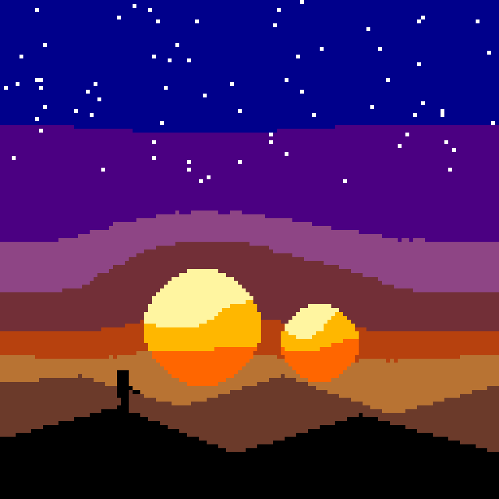 Pôr do sol binário de Tatooine — padrão de miçangas de Star Wars (128×128)