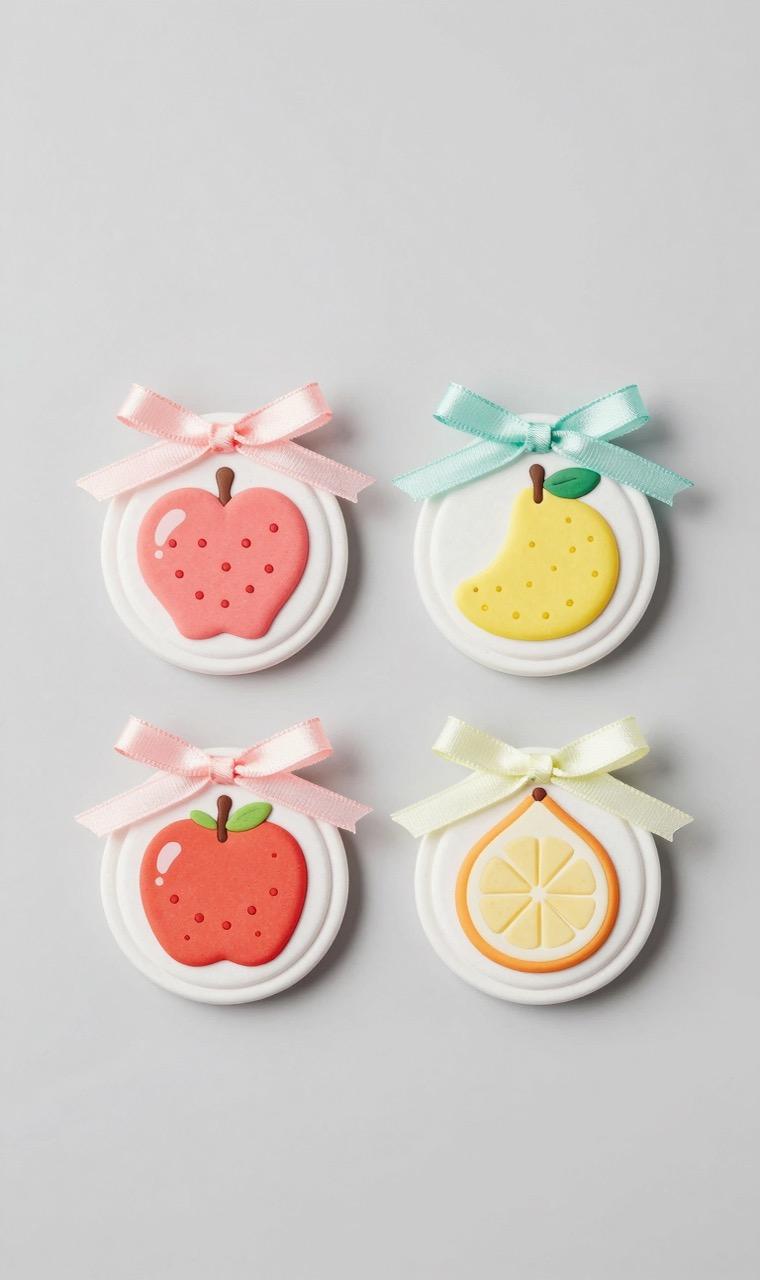 A set of four themed bead coasters tied with ribbon